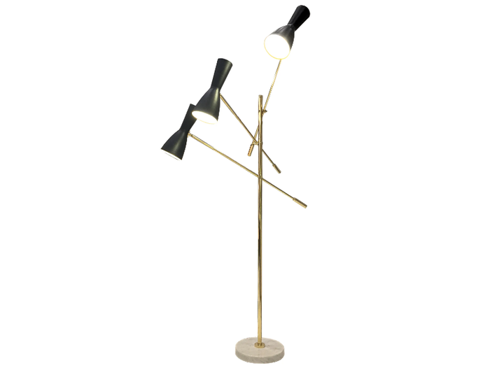 WORMHOLE 03 - Brass floor lamp with swing arm _ Il Bronzetto